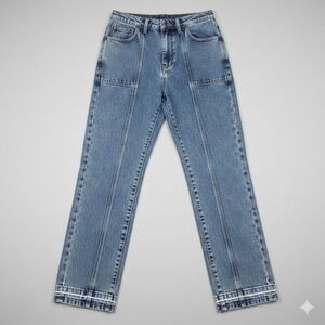 ISABEL MARANT ETOILE Tess Jeans Blue Acid Wash Denim Trousers Size 38 US 6/8